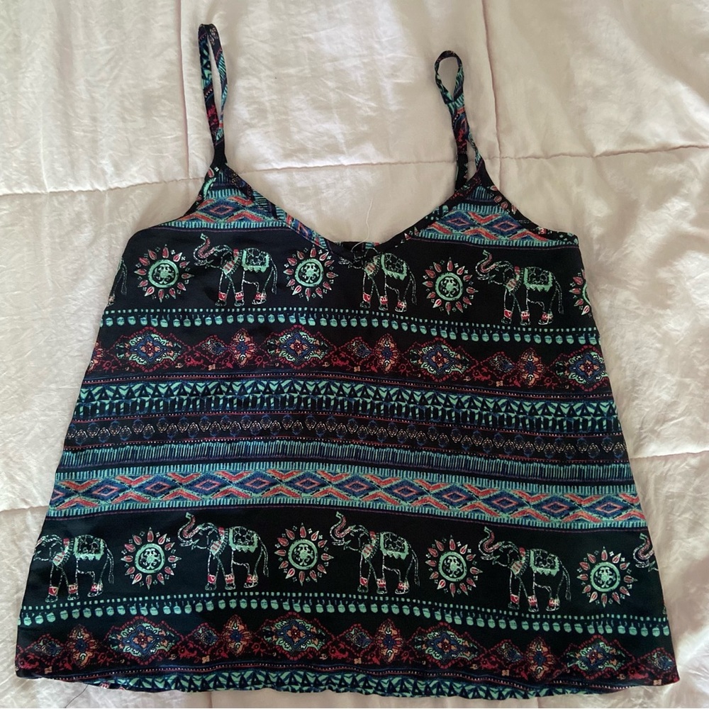 Hollister Women's Elephant Print Adjustable Spaghetti Strap Tank, Size XS